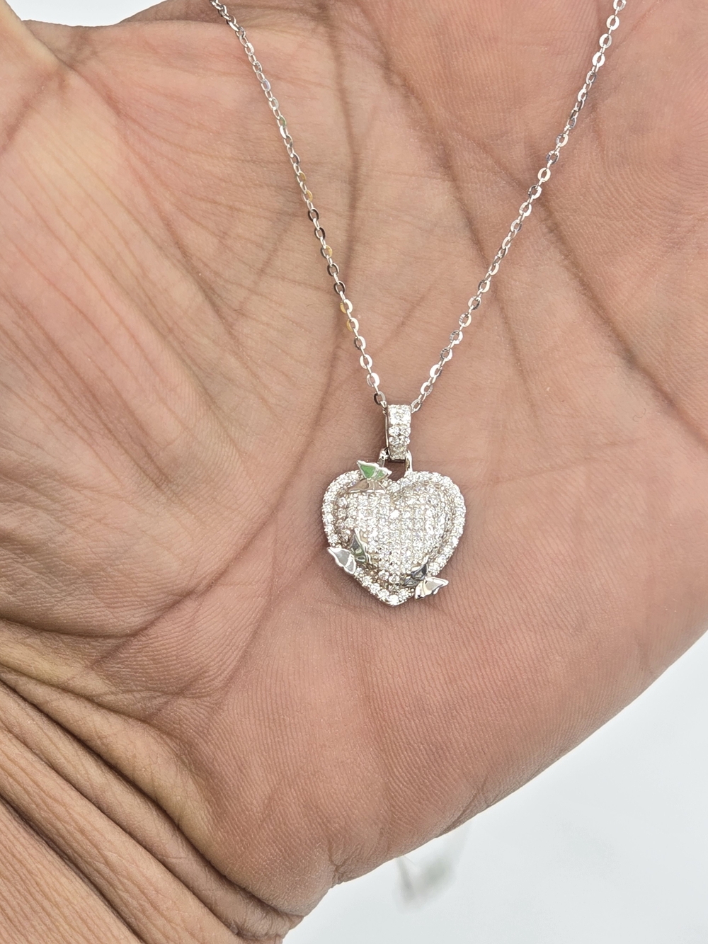 925 Sterling Silver Moissanite Diamond Heart Pendant